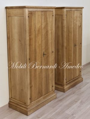 Cabinet in solid walnut wood with antique light color finish